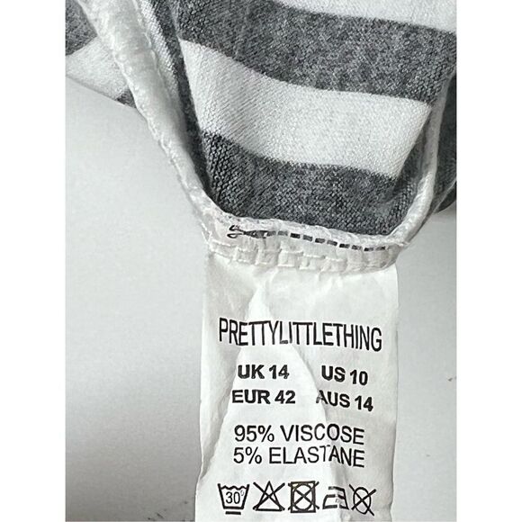 Prettylittlething Black Stripe Jersey Split Cami Midi Dress size 10 - Picture 8 of 15